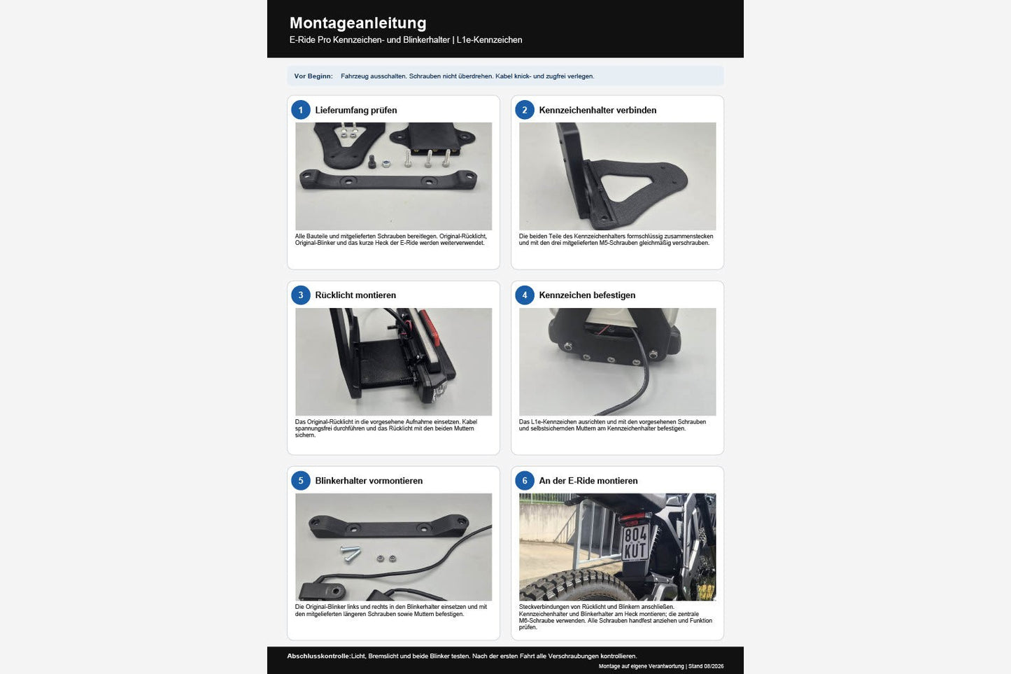 Premium Kennzeichenhalter für E-Ride Pro Offroad-Heck Passend für E-Ride Pro SE | SR | SS 2.0 | SS 3.0