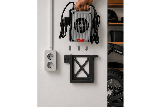 Wandhalter für Original E-Ride Pro Ladegerät | Passend für SE, SR, SS 2.0 & SS 3.0 | inkl. Kabelhalter